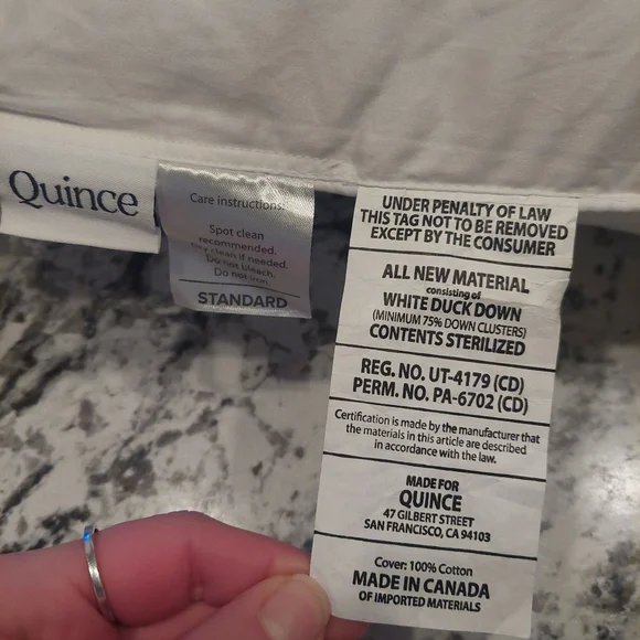 Quince Standard White Duck Down Premium Pillow (Medium)(P26)